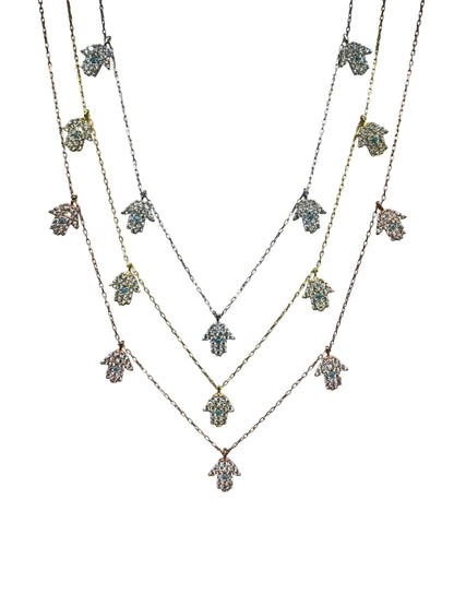 5 White Turquoise Hand Silver Necklace