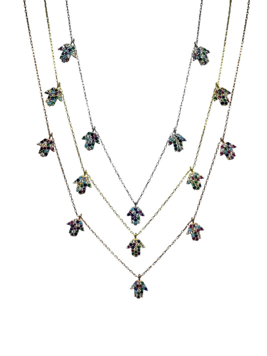 5 Mix Hand Silver Necklace