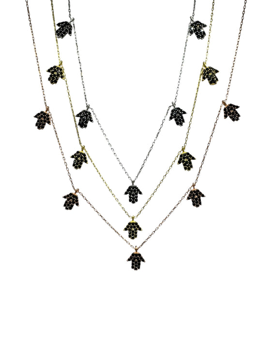 5 Black Hand Silver Necklace