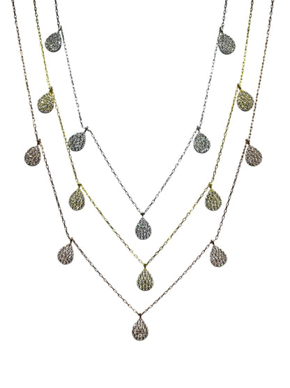 5 White Drop Silver Necklace