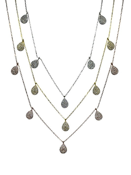 5 White Drop Silver Necklace