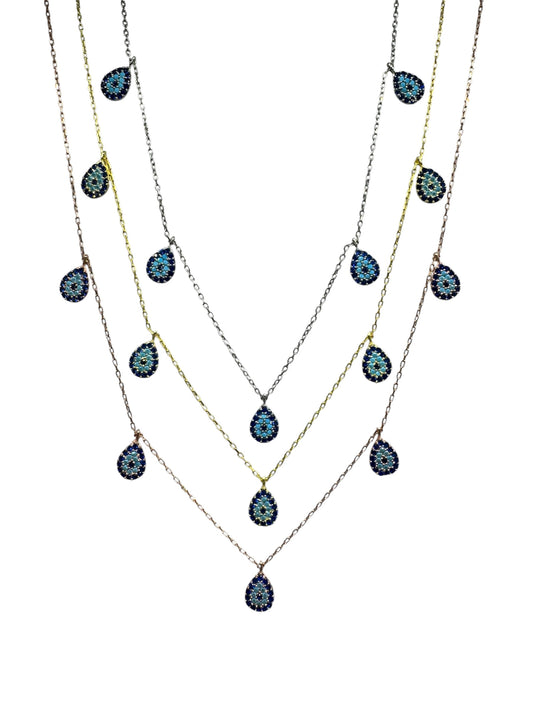 5 Navy Turquoise Navy Drop Silver Necklace
