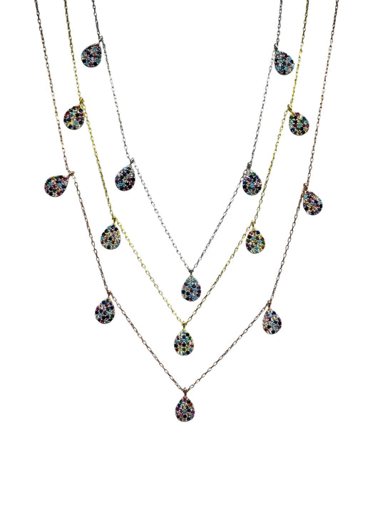 5 Mix Drop Silver Necklace
