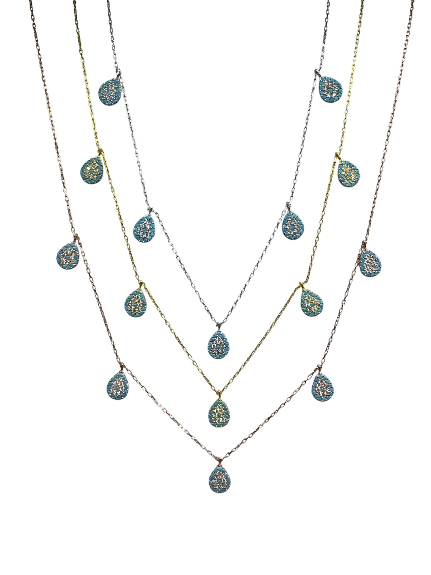 5 Turquoise White Turquoise Drop Silver Necklace