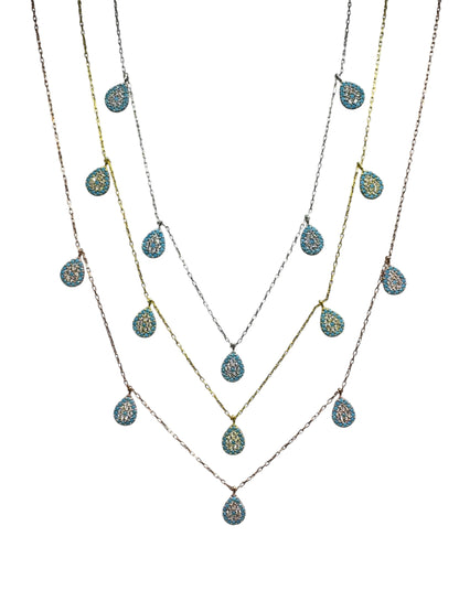 5 Turquoise White Turquoise Drop Silver Necklace