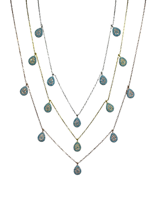 5 Turquoise White Turquoise Drop Silver Necklace