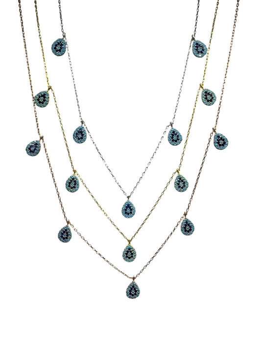 5 Turquoise Navy Turquoise Drop Silver Necklace