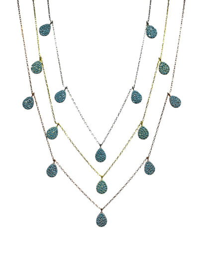 5 Turquoise Drop Silver Necklace