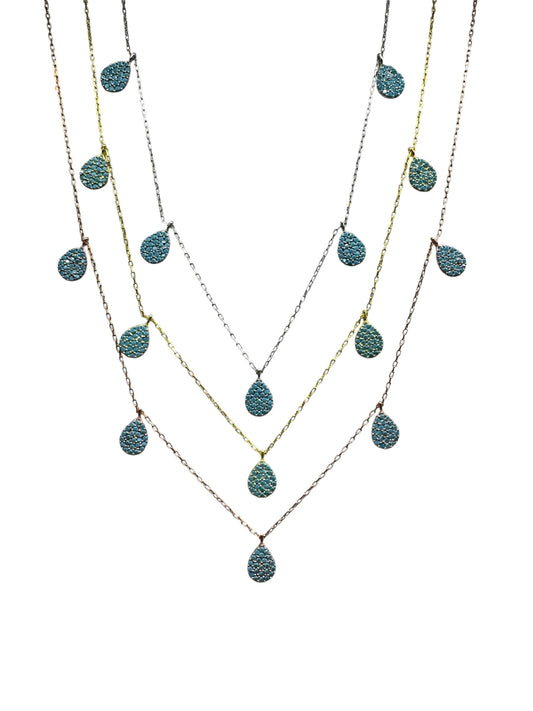 5 Turquoise Drop Silver Necklace