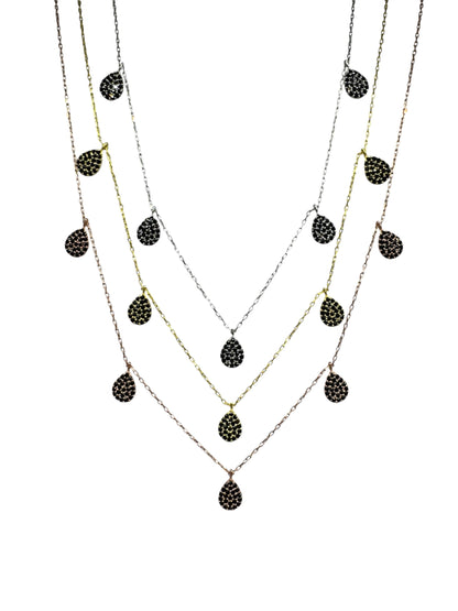 5 Black Drop Silver Necklace