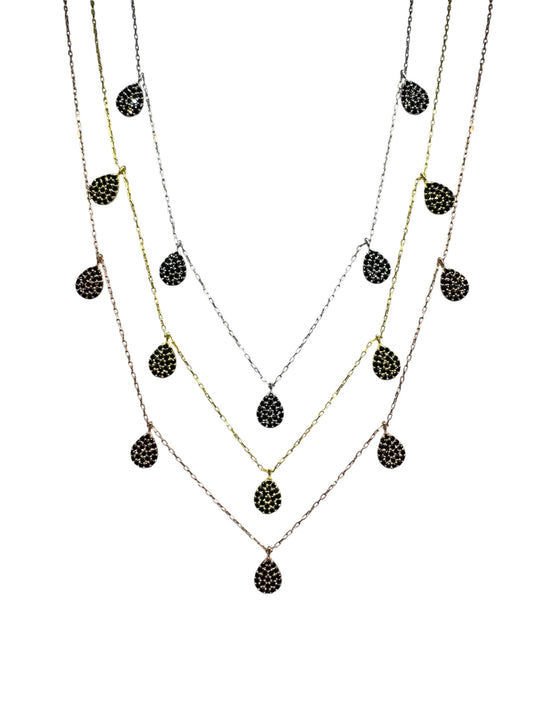 5 Black Drop Silver Necklace