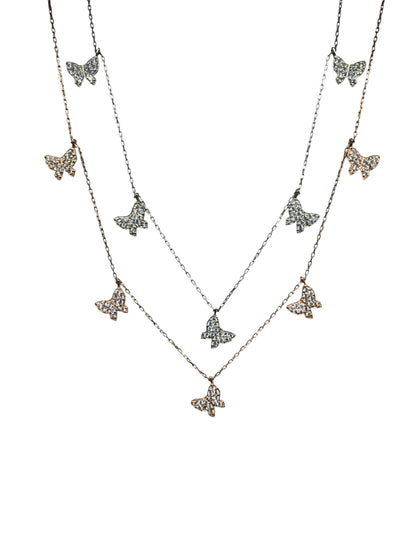 5 White Butterfly Silver Necklace
