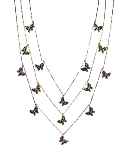 5 Purple Butterfly Silver Necklace