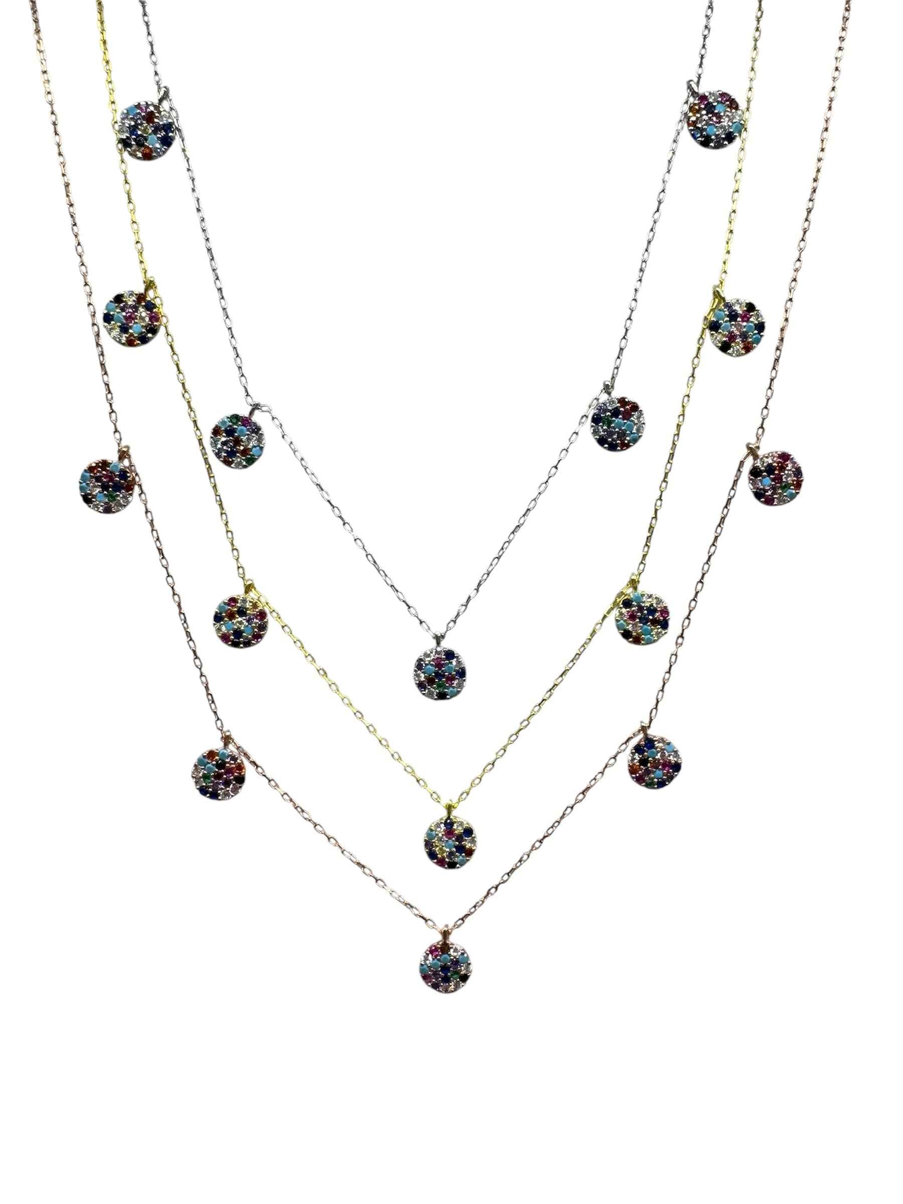 5 Mix Circle Silver Necklace