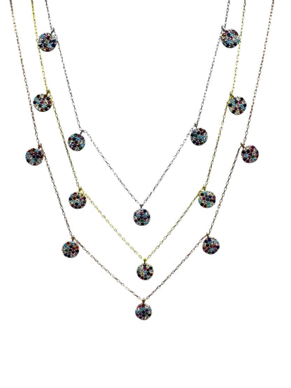 5 Mix Circle Silver Necklace