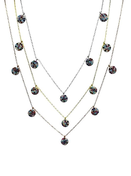 5 Mix Circle Silver Necklace