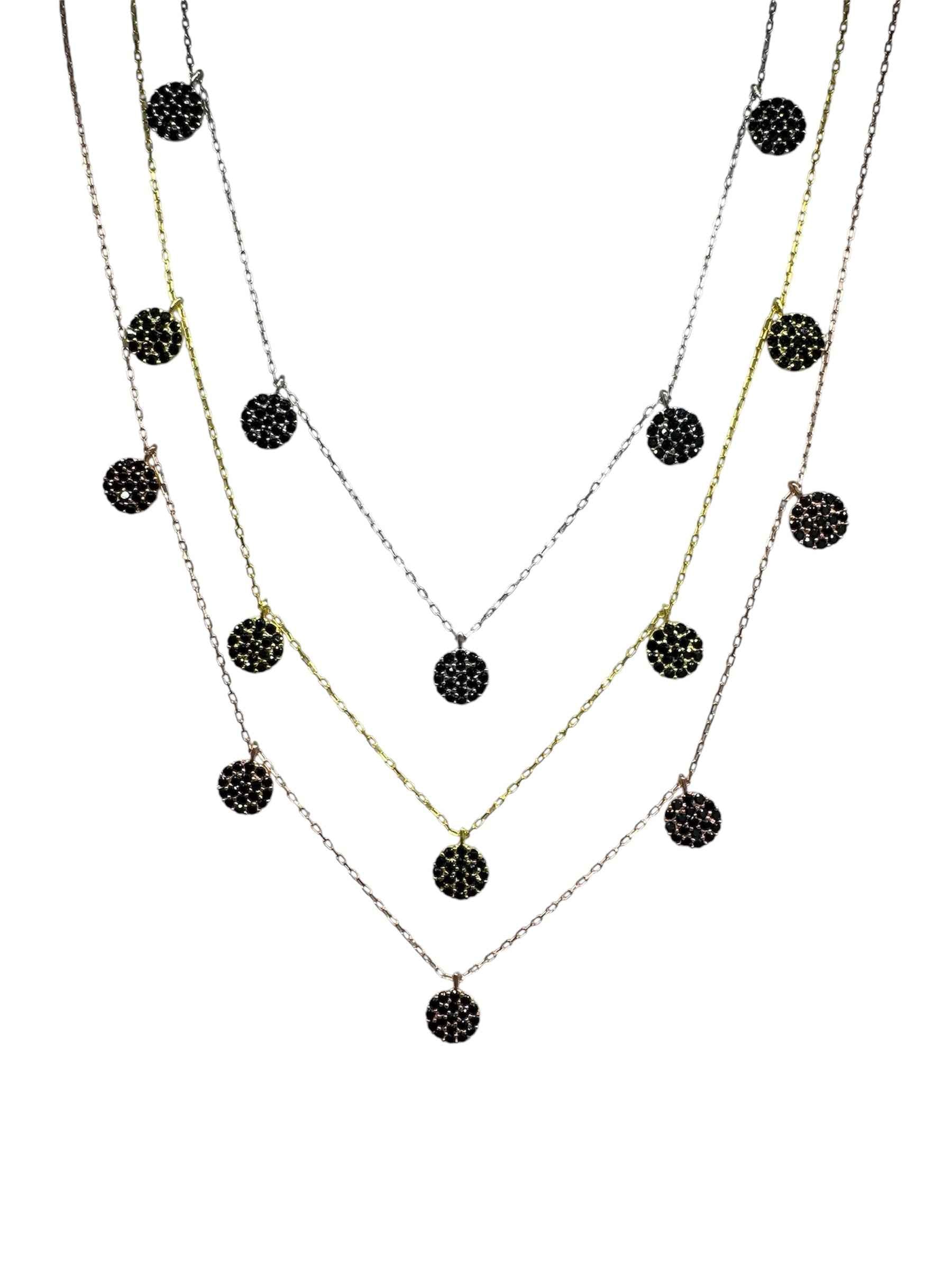 5 Black Circle Silver Necklace