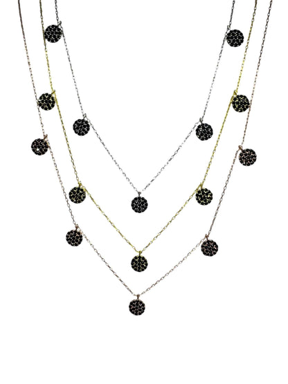 5 Black Circle Silver Necklace