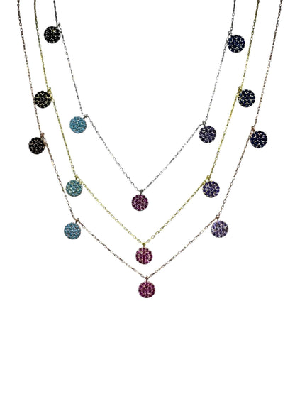 5 Color Circle Silver Necklace