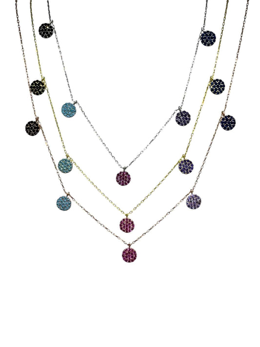 5 Color Circle Silver Necklace