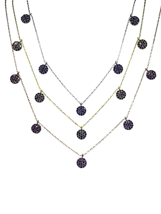5 Purple Circle Silver Necklace