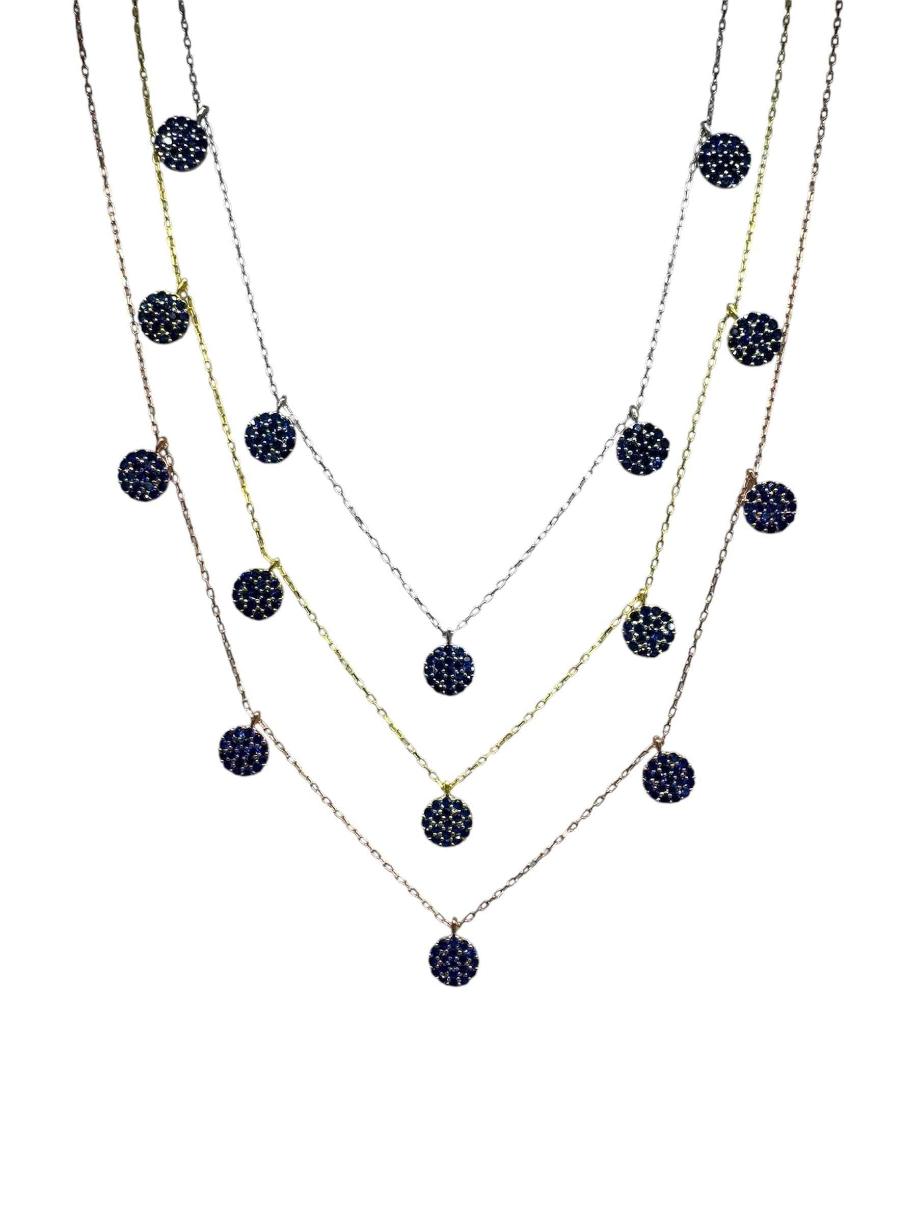 5 Navy Circle Silver Necklace
