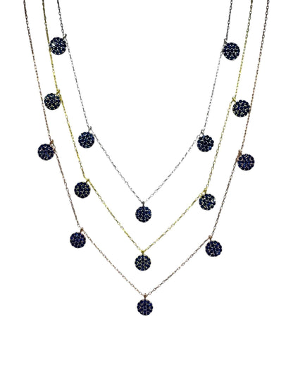 5 Navy Circle Silver Necklace