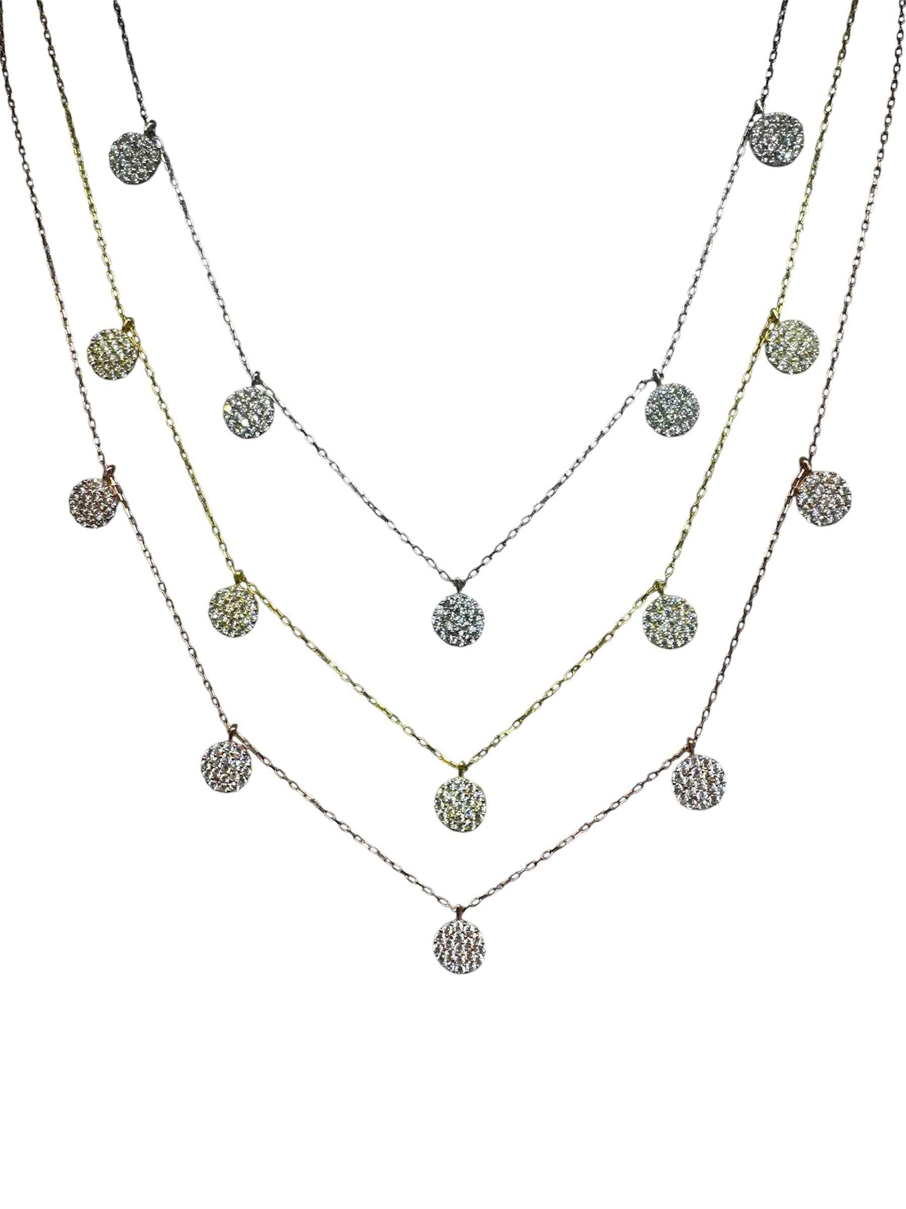 5 White Circle Silver Necklace