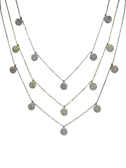 5 White Circle Silver Necklace