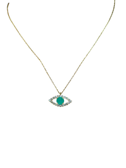 Green Eye Silver Necklace