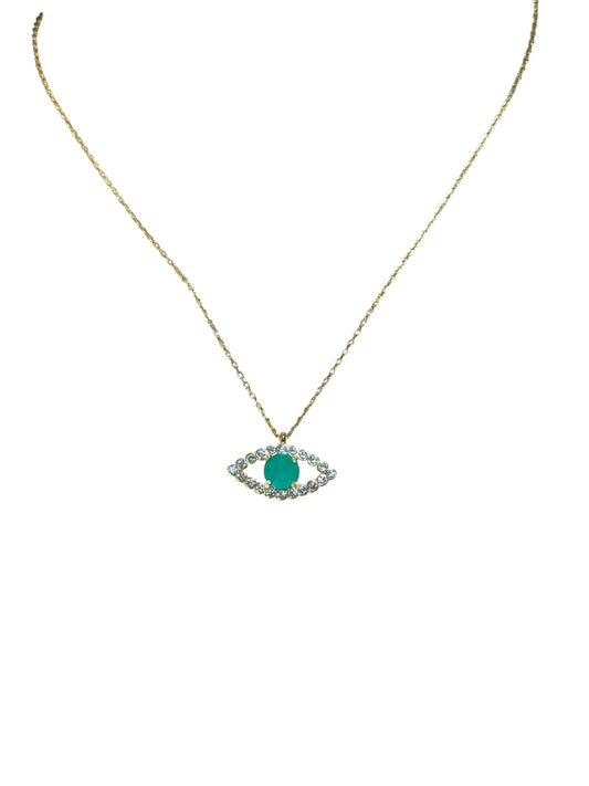 Green Eye Silver Necklace