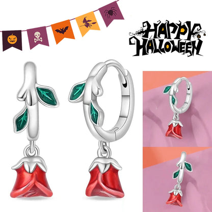 Spooky Charm Sterling Silver Hoop Earrings