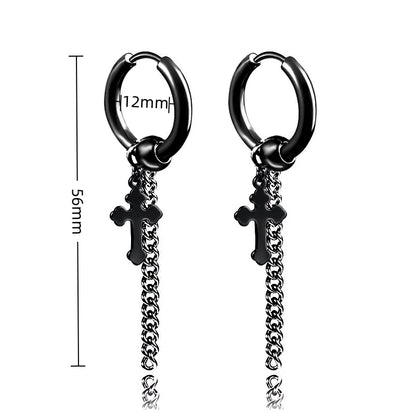 Gothic Dagger & Cross Hoop Earrings