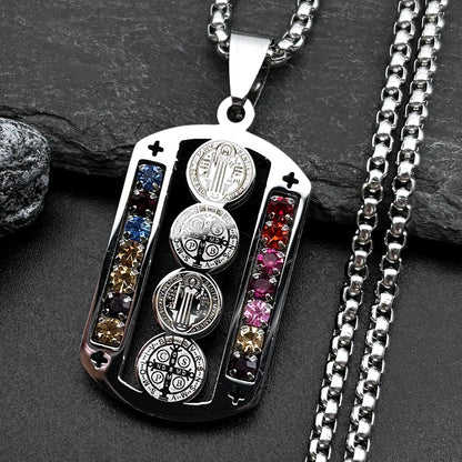 Crystal Saint Benedict Medal Necklace
