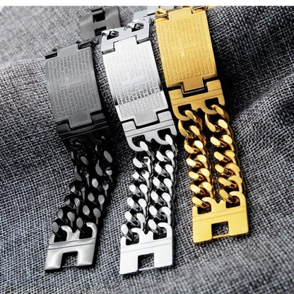Men's Heavyweight Cuban Link Cross Bracelet