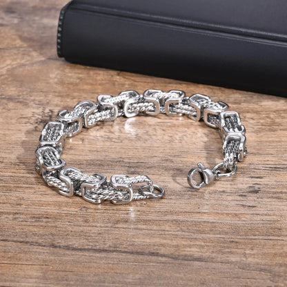 8mm Retro Grey Byzantine Chain Bracelet