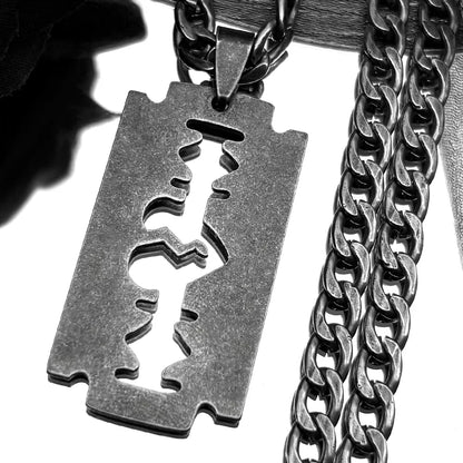 Gothic Punk Razor Blade Necklace