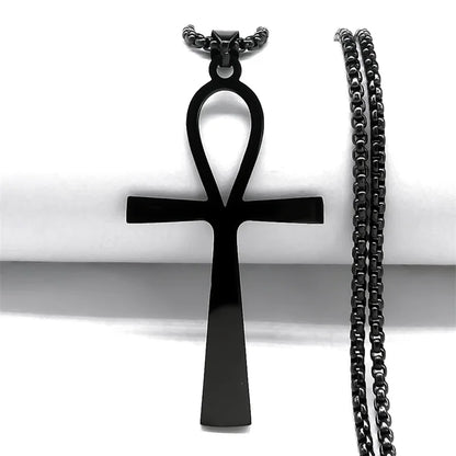 Black Ankh Amulet Necklace