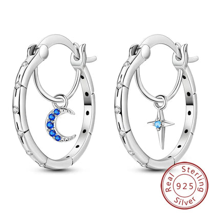 Star & Moon Hoop Earrings