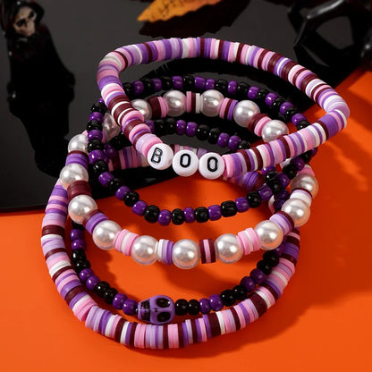 Gothic Beaded Bracelet Stack (5-Piece Set)