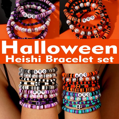 Gothic Beaded Bracelet Stack (5-Piece Set)
