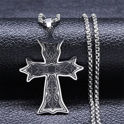 Stainless Steel Halo Cross Necklace