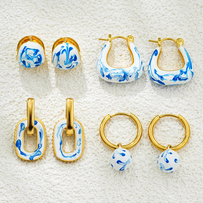Enamel Flower Hoop Earrings