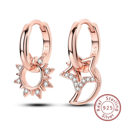 Star & Moon Hoop Earrings