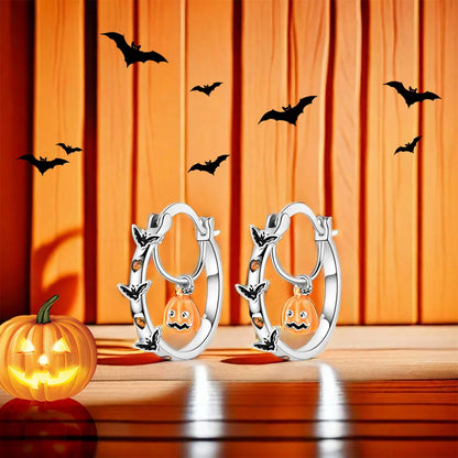 Spooky Charm Sterling Silver Hoop Earrings