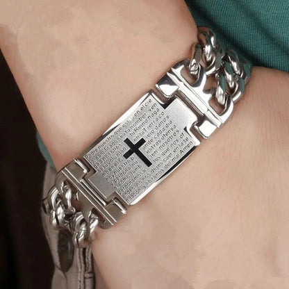 Men's Heavyweight Cuban Link Cross Bracelet