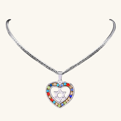 Star of David Heart Pendant Necklace