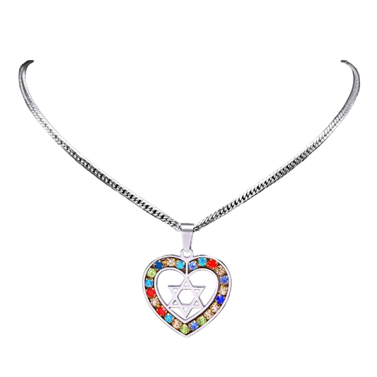 Star of David Heart Pendant Necklace