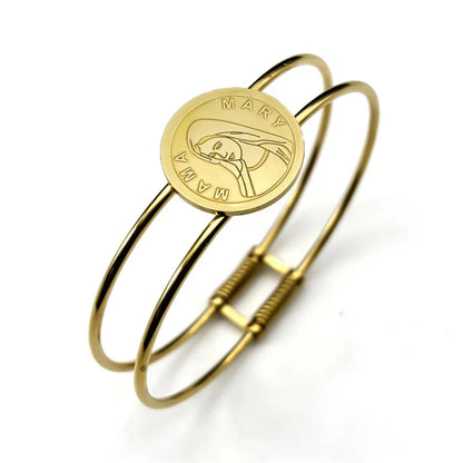 Virgin Mary Medallion Cuff Bangle