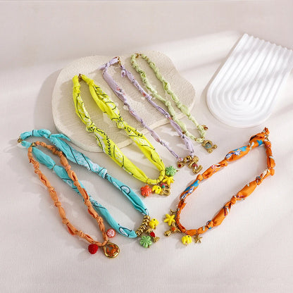 Colorful Silk Scarf Necklace